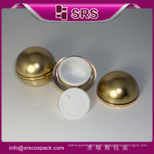 SRS alibaba China Manufacturer acrylic cosmetic cream jar wholesale, empty ball shpae golden plastic cream container